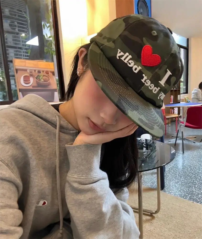 Leopard Print Peaked Cap with Heart Design — feature 5
