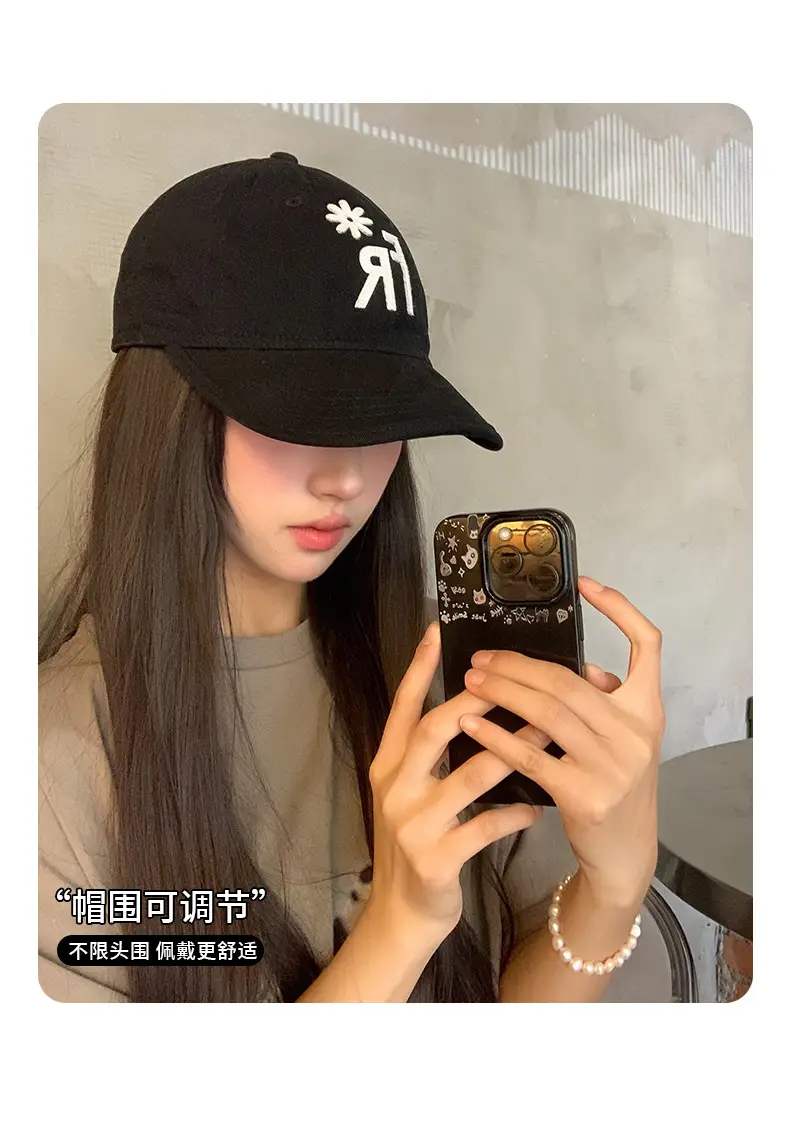 Black Letter Embroidered Baseball Cap for Women 2025 — feature 5