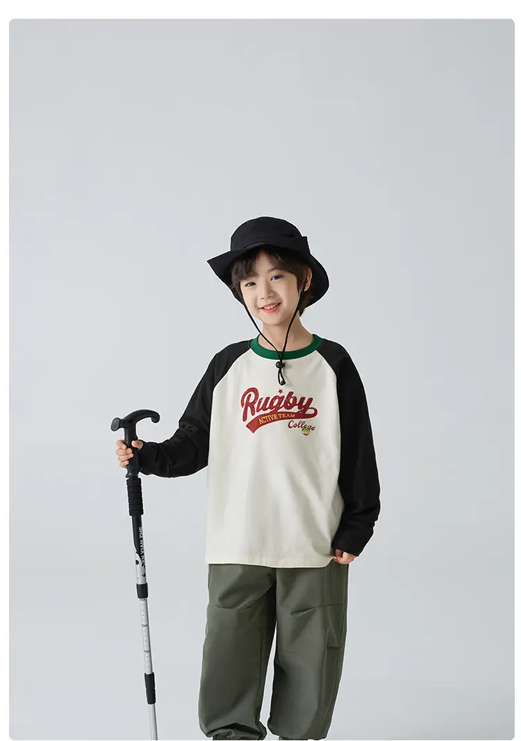 Haima Boys Pure Cotton Raglan Sleeve T-Shirt Spring Outfit — feature 11