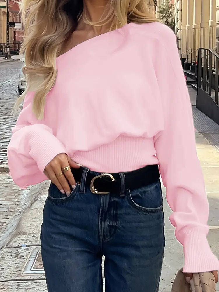 Independent Brand 2026 New Product European and American Cross-Border Fashion High-End Design Asymmetric Off-Shoulder Casual Women's Sweater — feature 18