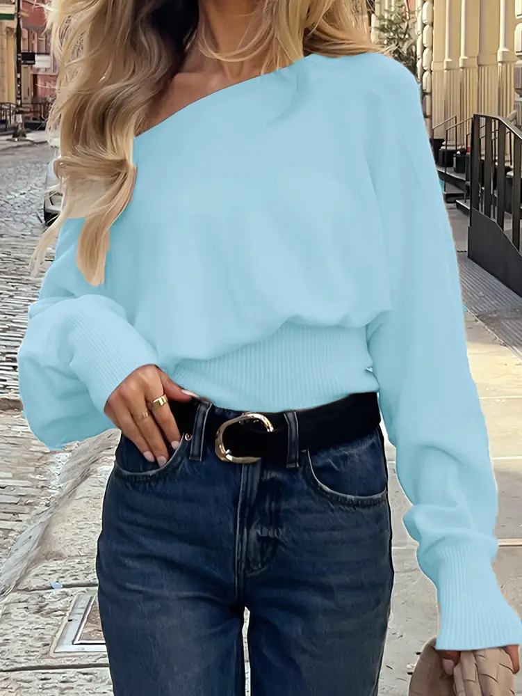 Independent Brand 2026 New Product European and American Cross-Border Fashion High-End Design Asymmetric Off-Shoulder Casual Women's Sweater — feature 26