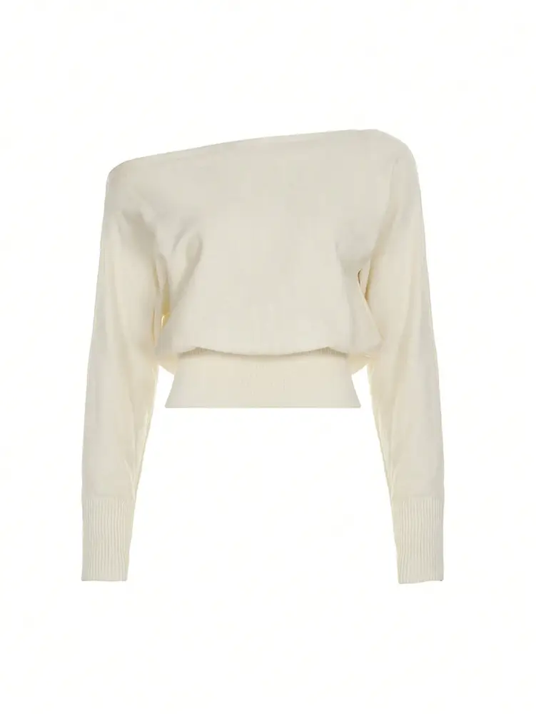 Independent Brand 2026 New Product European and American Cross-Border Fashion High-End Design Asymmetric Off-Shoulder Casual Women's Sweater — feature 9