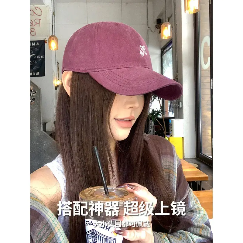 Duckbill Cap for Women Large Head Circumference Maroon - Image 12