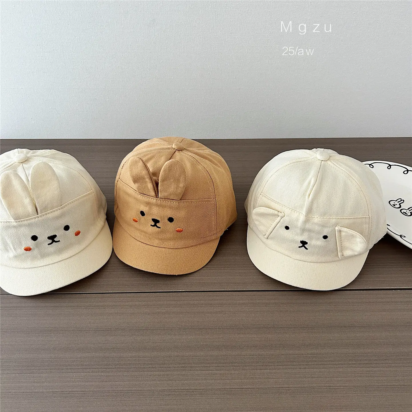 Cute Bear Face Cotton Baby Caps for Spring & Autumn
