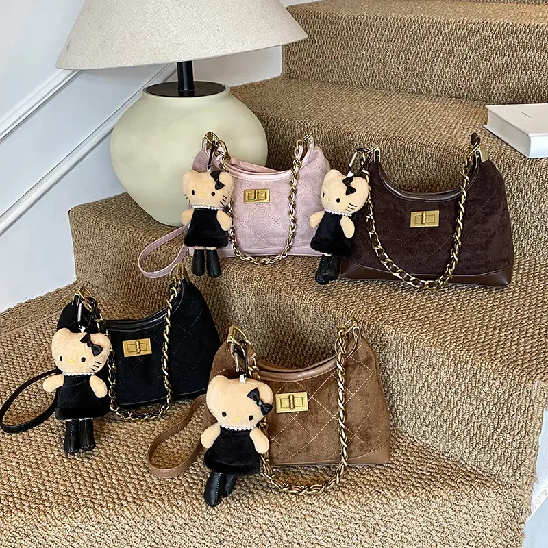 Maillard Crossbody Bag with Hello Kitty Chain Strap Brown