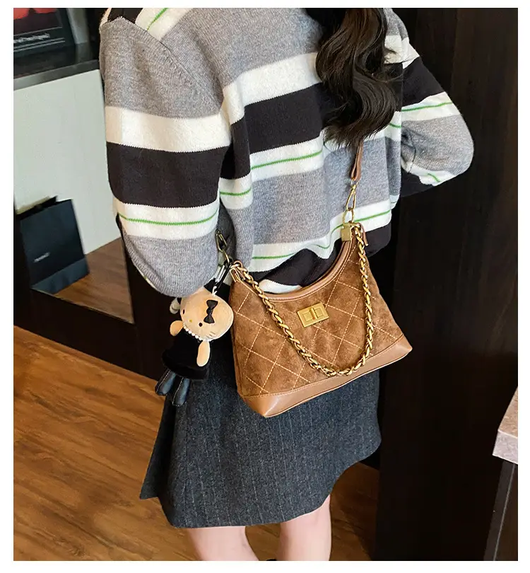 Maillard Crossbody Bag with Hello Kitty Chain Strap Brown — feature 1