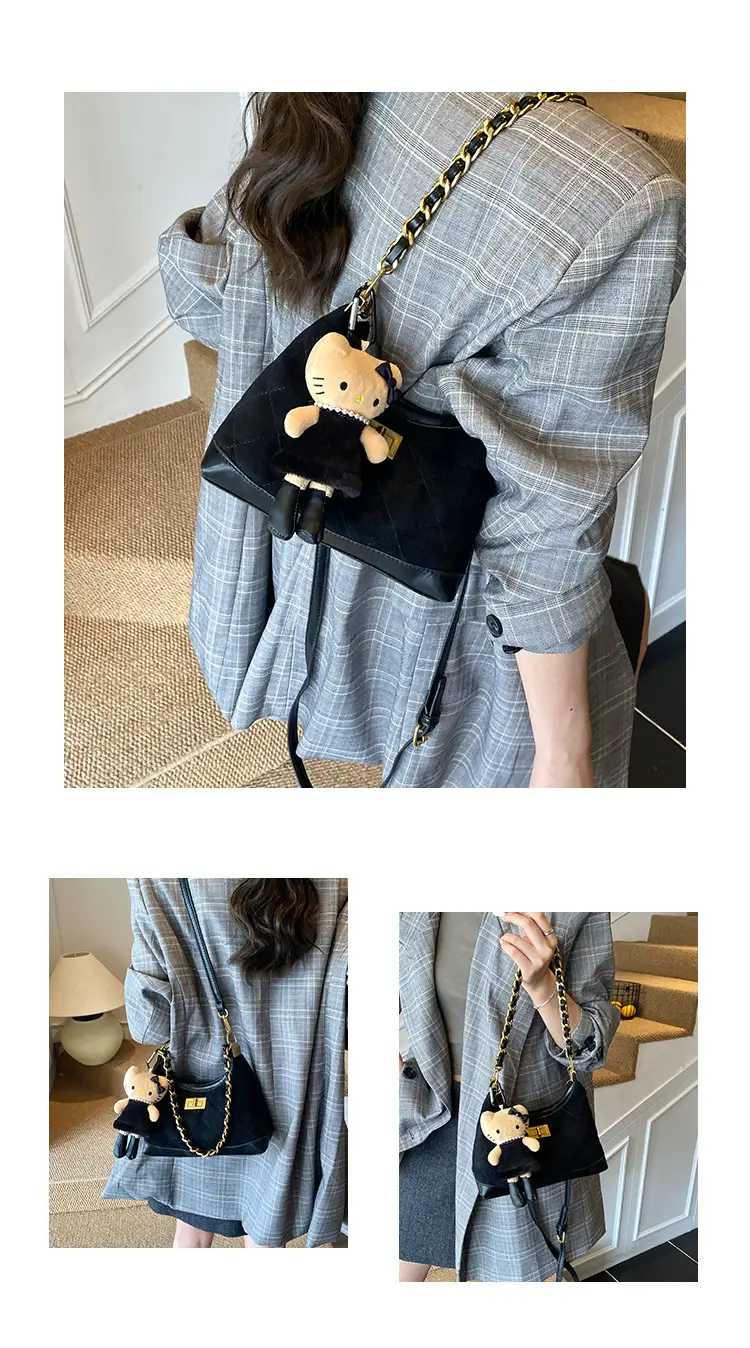 Maillard Crossbody Bag with Hello Kitty Chain Strap Brown — feature 4