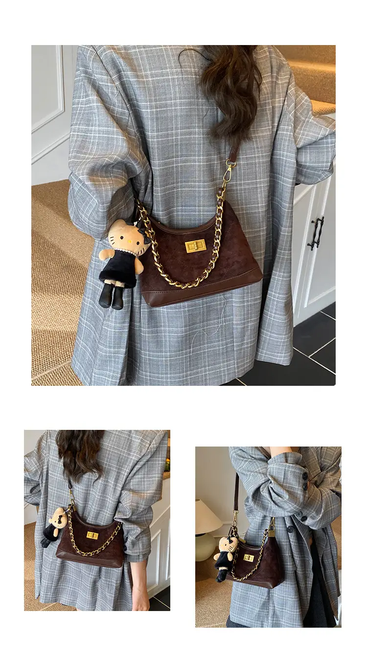 Maillard Crossbody Bag with Hello Kitty Chain Strap Brown — feature 5