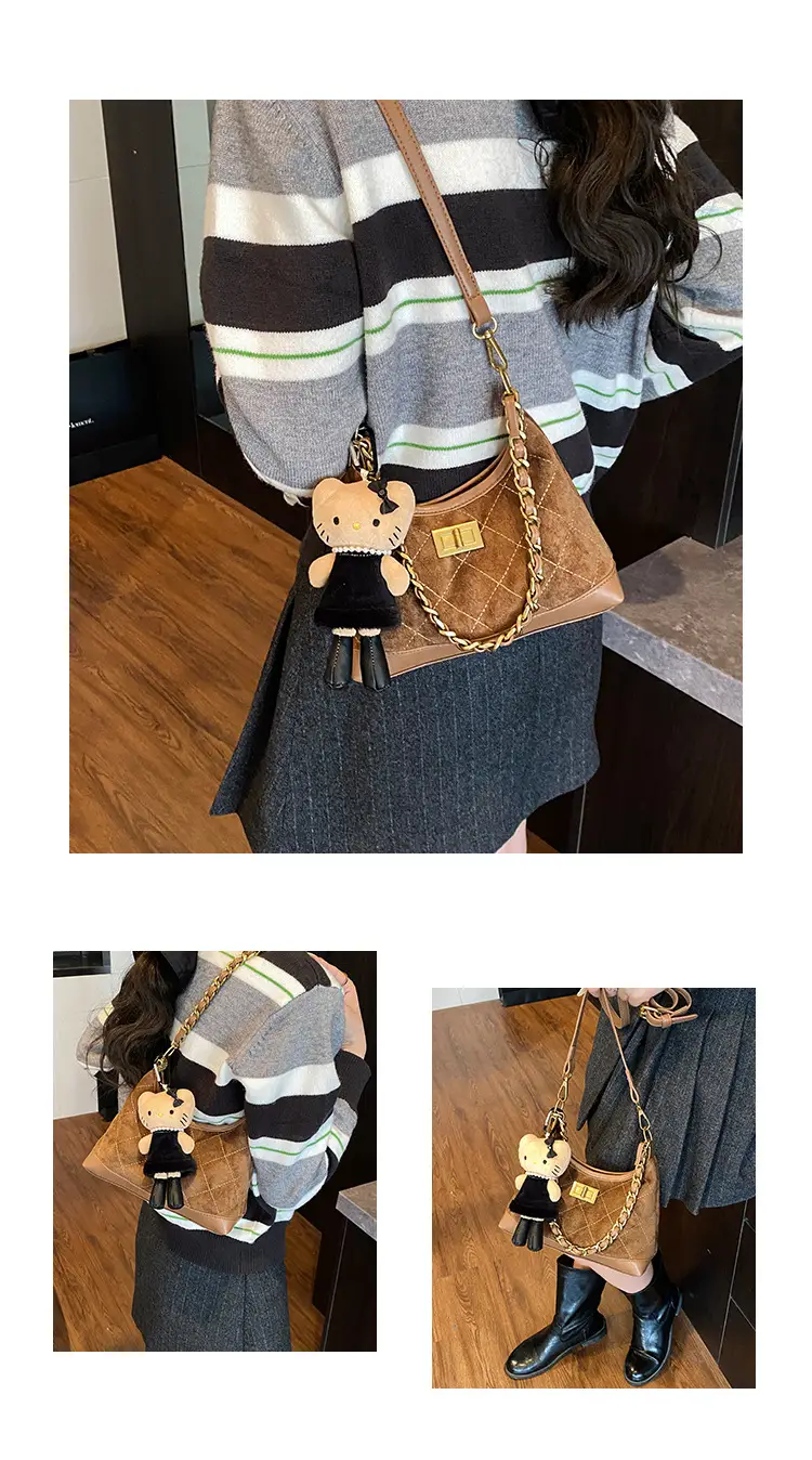 Maillard Crossbody Bag with Hello Kitty Chain Strap Brown — feature 7