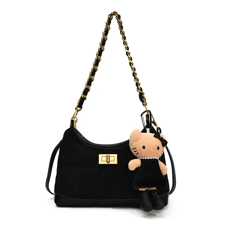 Maillard Crossbody Bag with Hello Kitty Chain Strap Brown