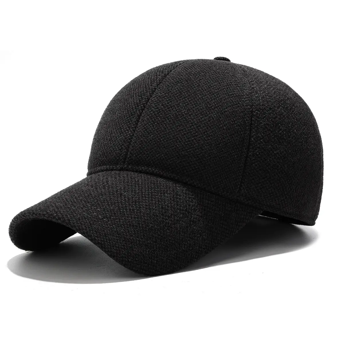 Men's Black Woolen Baseball Cap 18x18cm Cold Proof - Image 7