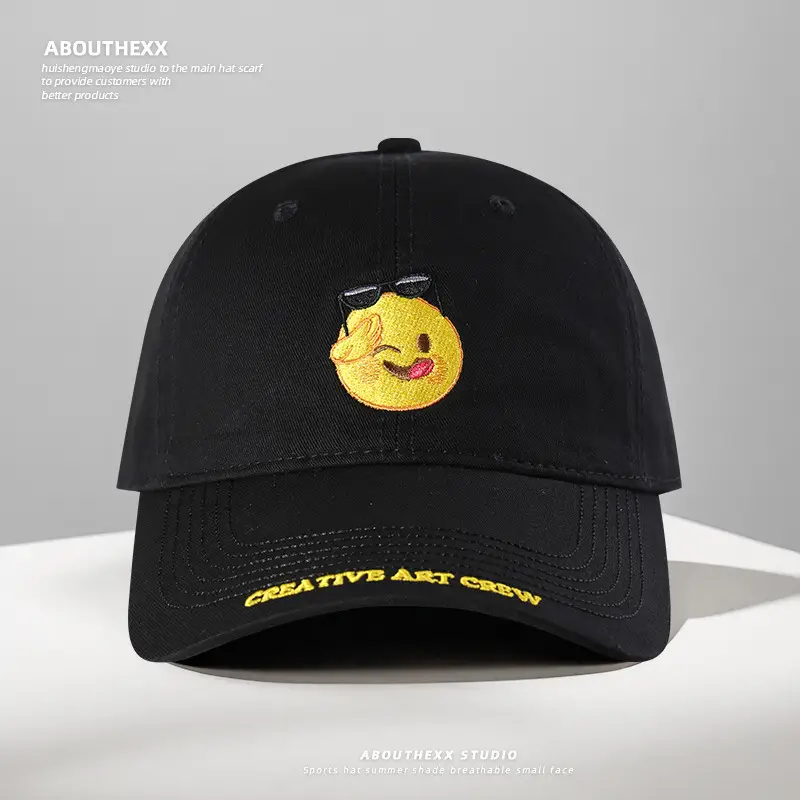 Cute Smiling Face Embroidered Blue Baseball Cap for Women Men — feature 3