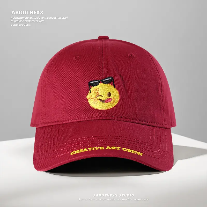 Cute Smiling Face Embroidered Blue Baseball Cap for Women Men — feature 4