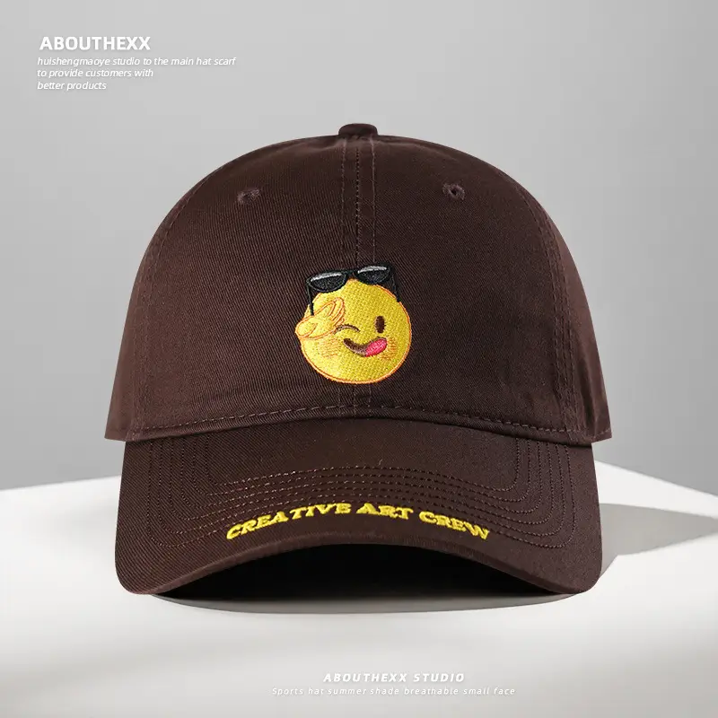 Cute Smiling Face Embroidered Blue Baseball Cap for Women Men — feature 6