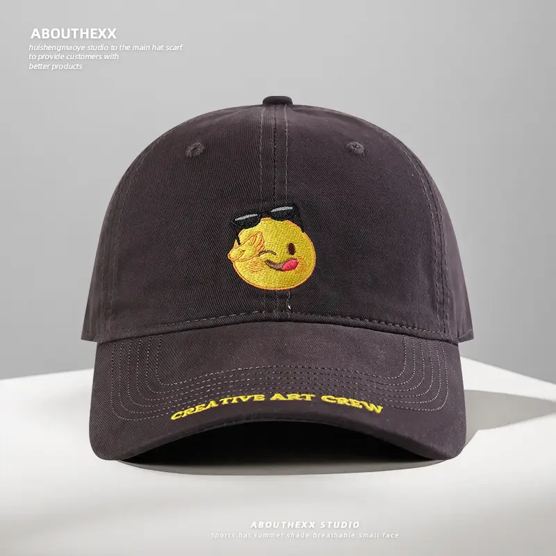Cute Smiling Face Embroidered Blue Baseball Cap for Women Men — feature 8