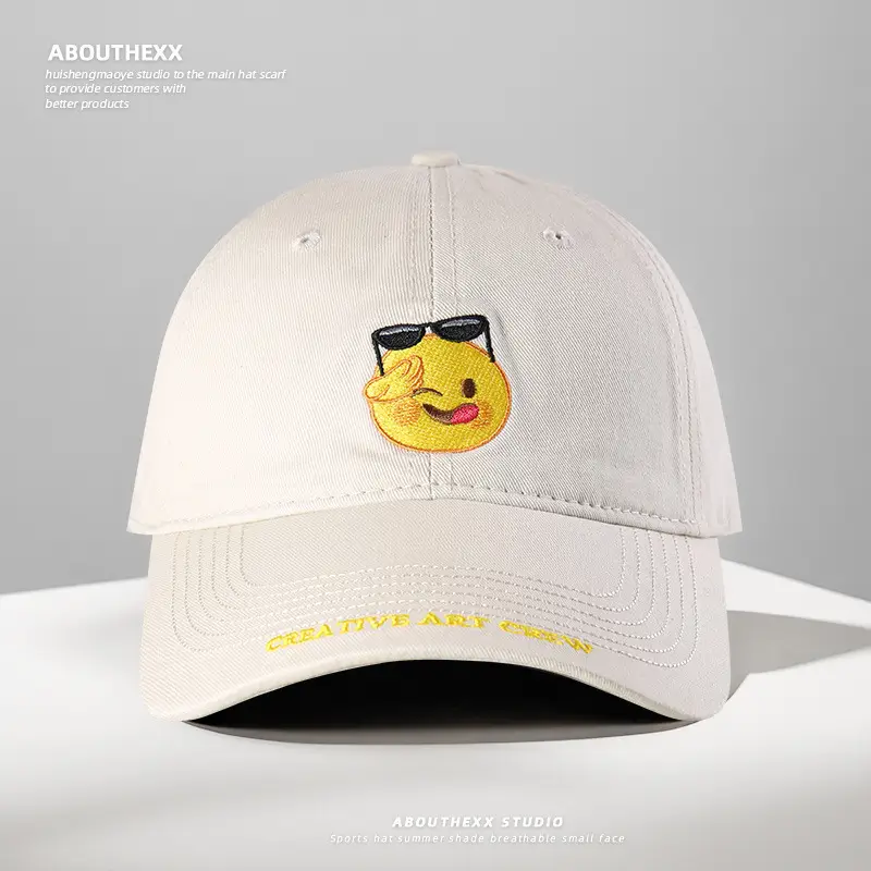 Cute Smiling Face Embroidered Blue Baseball Cap for Women Men — feature 9