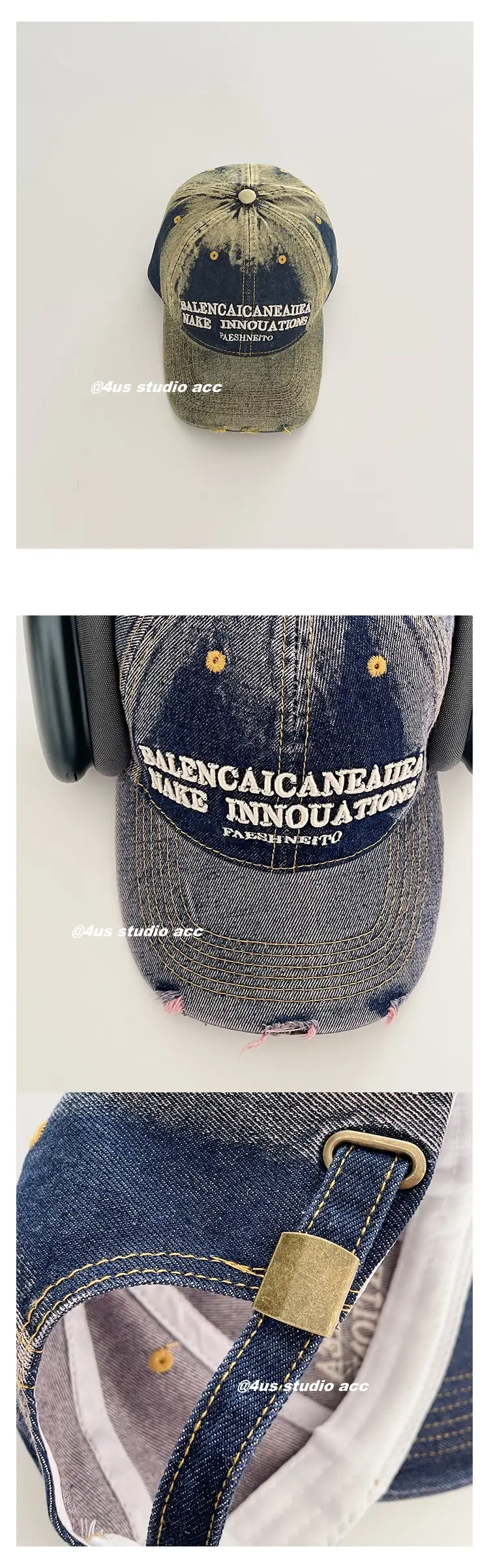 Women Washed Tie-Dye Baseball Cap with Headphones — feature 4