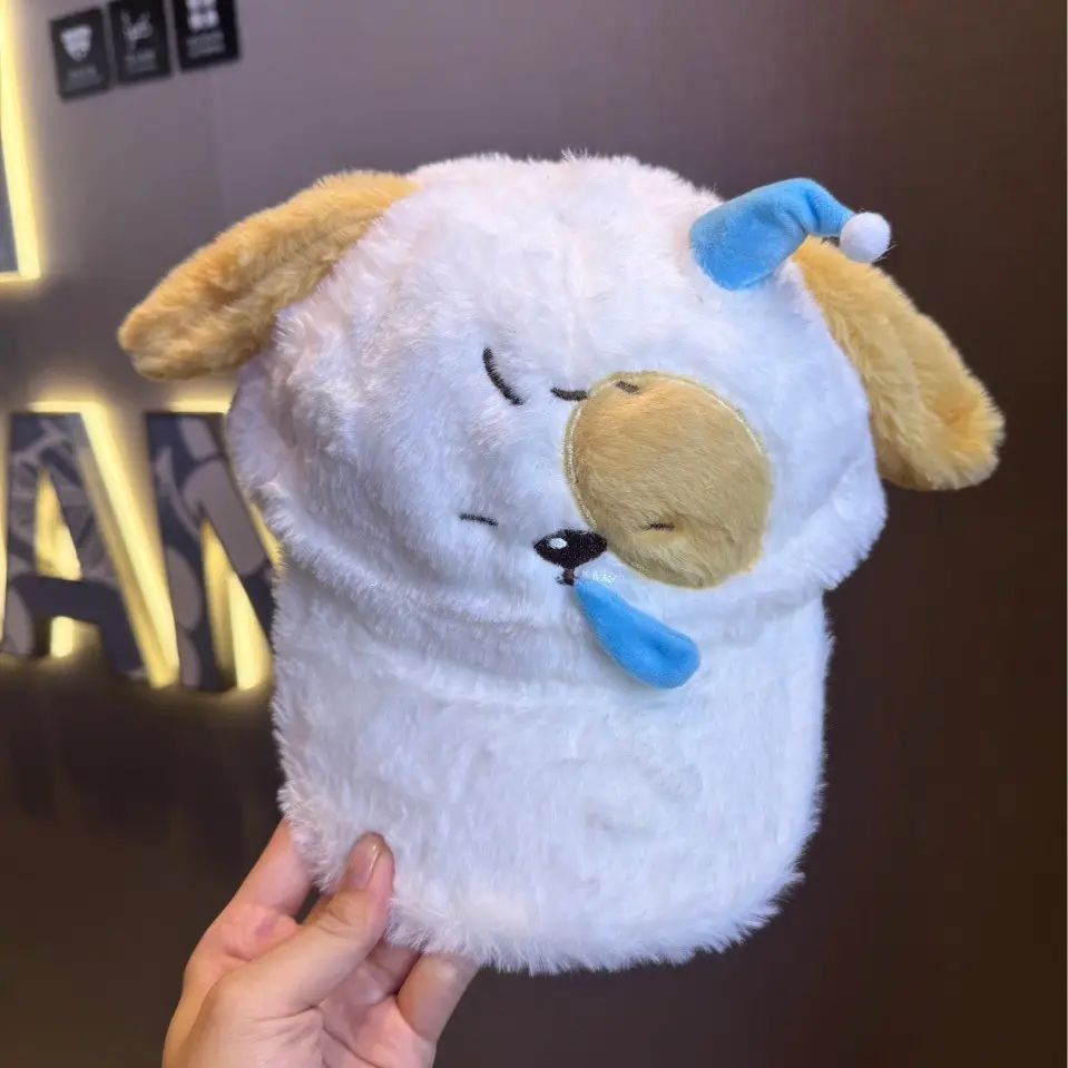 Cute Snotty Puppy Plush Sleeping Cap for Women - Image 2