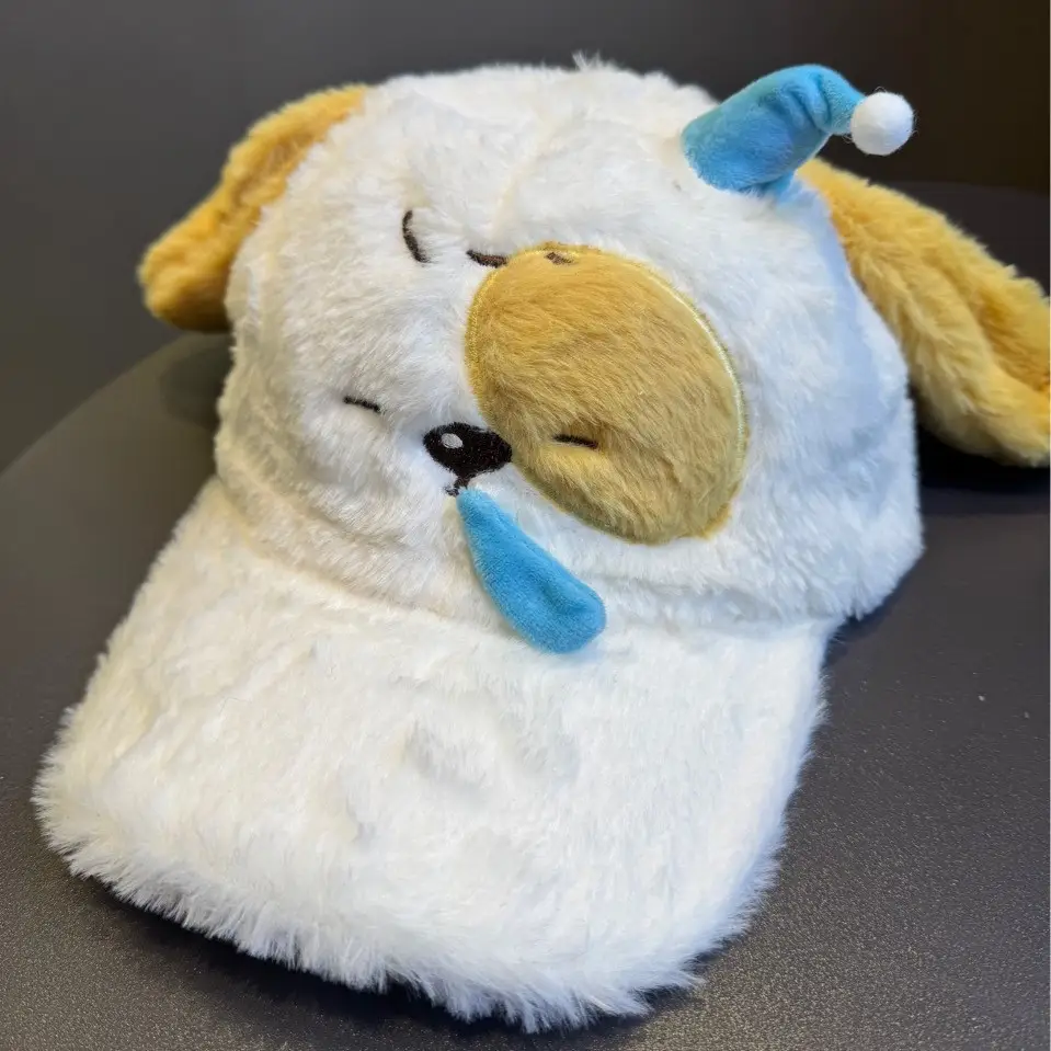 Cute Snotty Puppy Plush Sleeping Cap for Women - Image 5