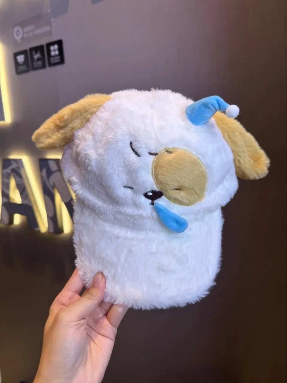 Cute Snotty Puppy Plush Sleeping Cap for Women — feature 1