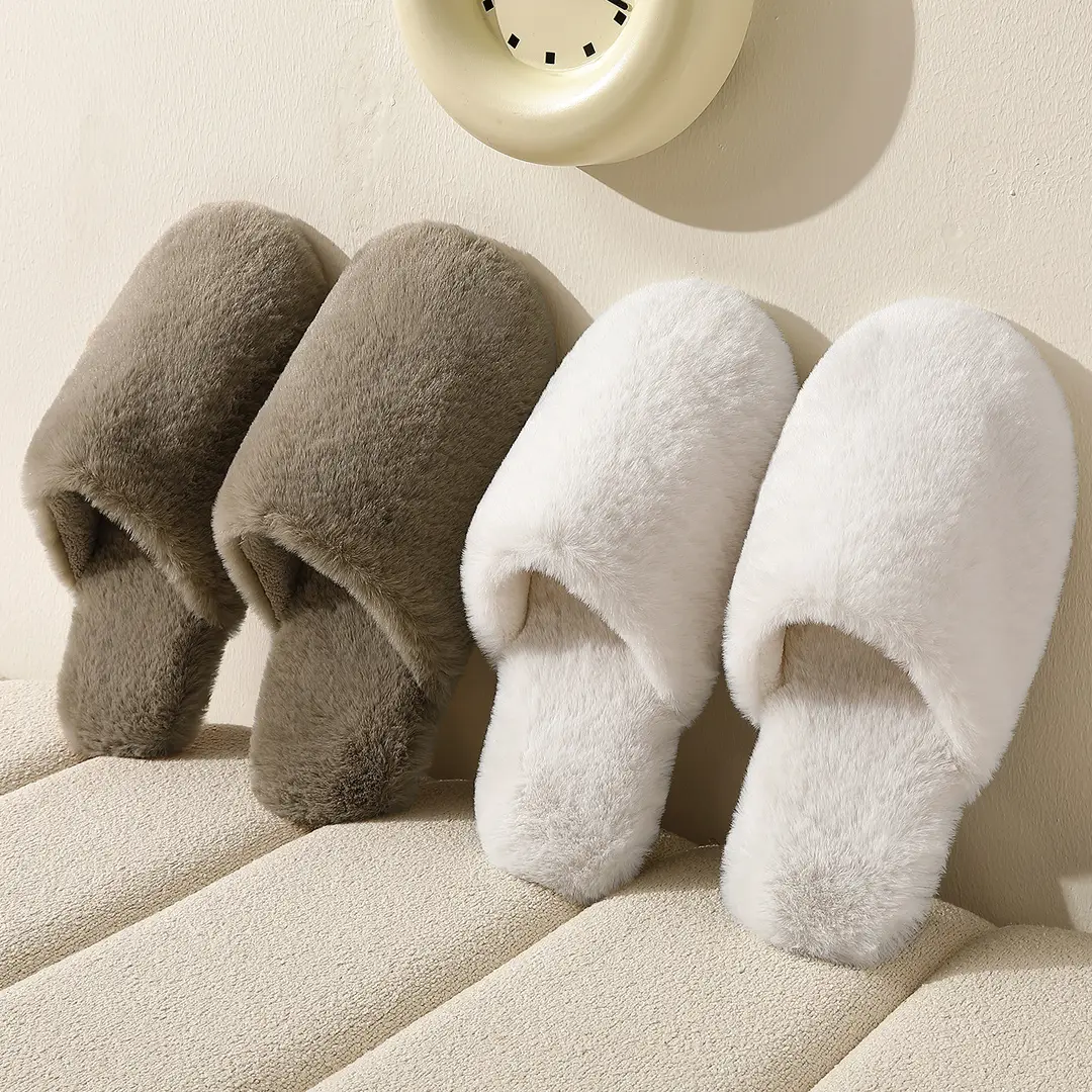 Home Cotton Slippers for Women Autumn and Winter Indoor Plush Warm Couple Home Soft Bottom Non-Slip Furry Slippers for Men Wholesale