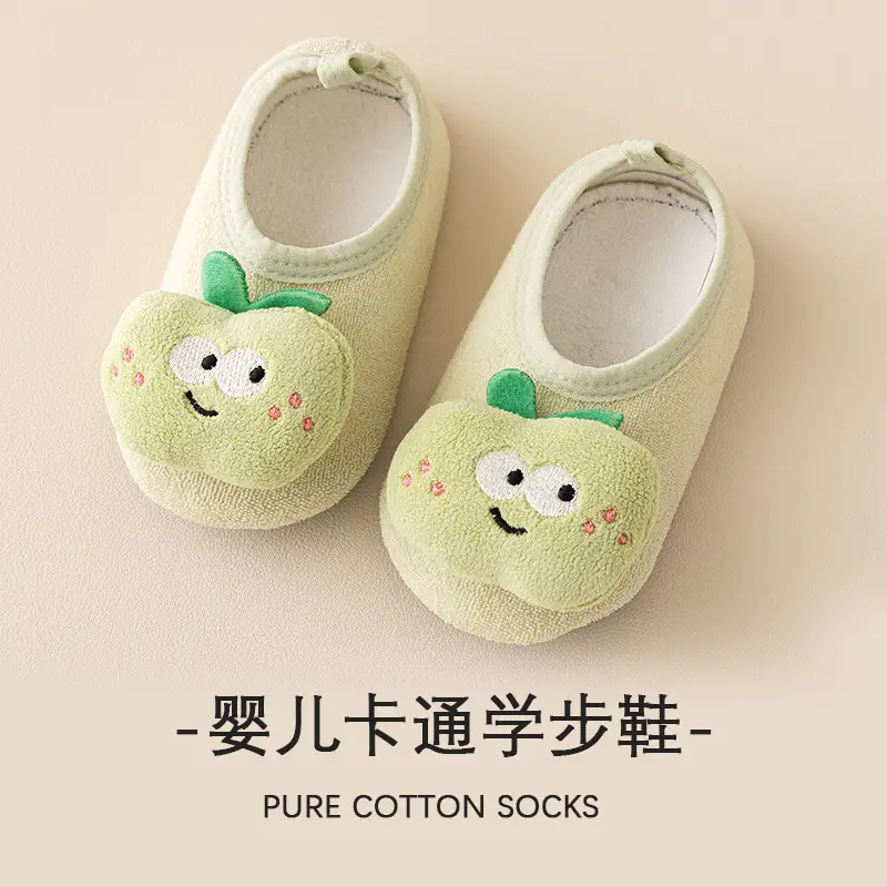 Autumn Winter Fleece Baby Floor Socks Non-Slip Cartoon Design