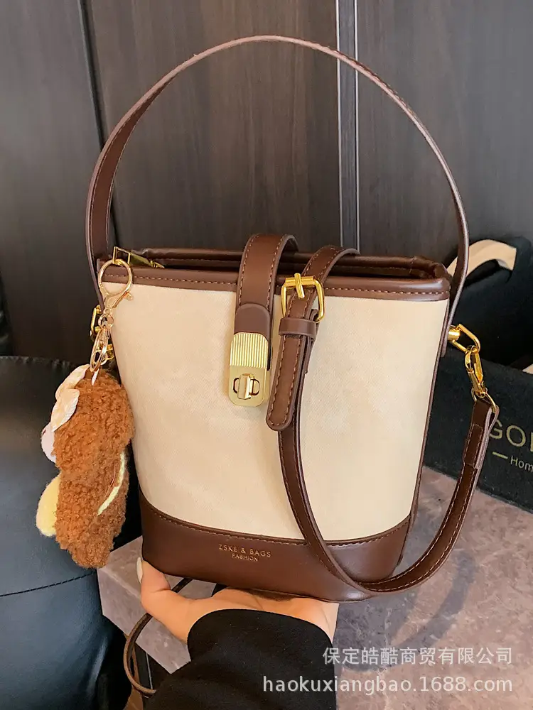 Women's 2025 Trendy Crossbody Bag Brown Grey Leather - Image 4