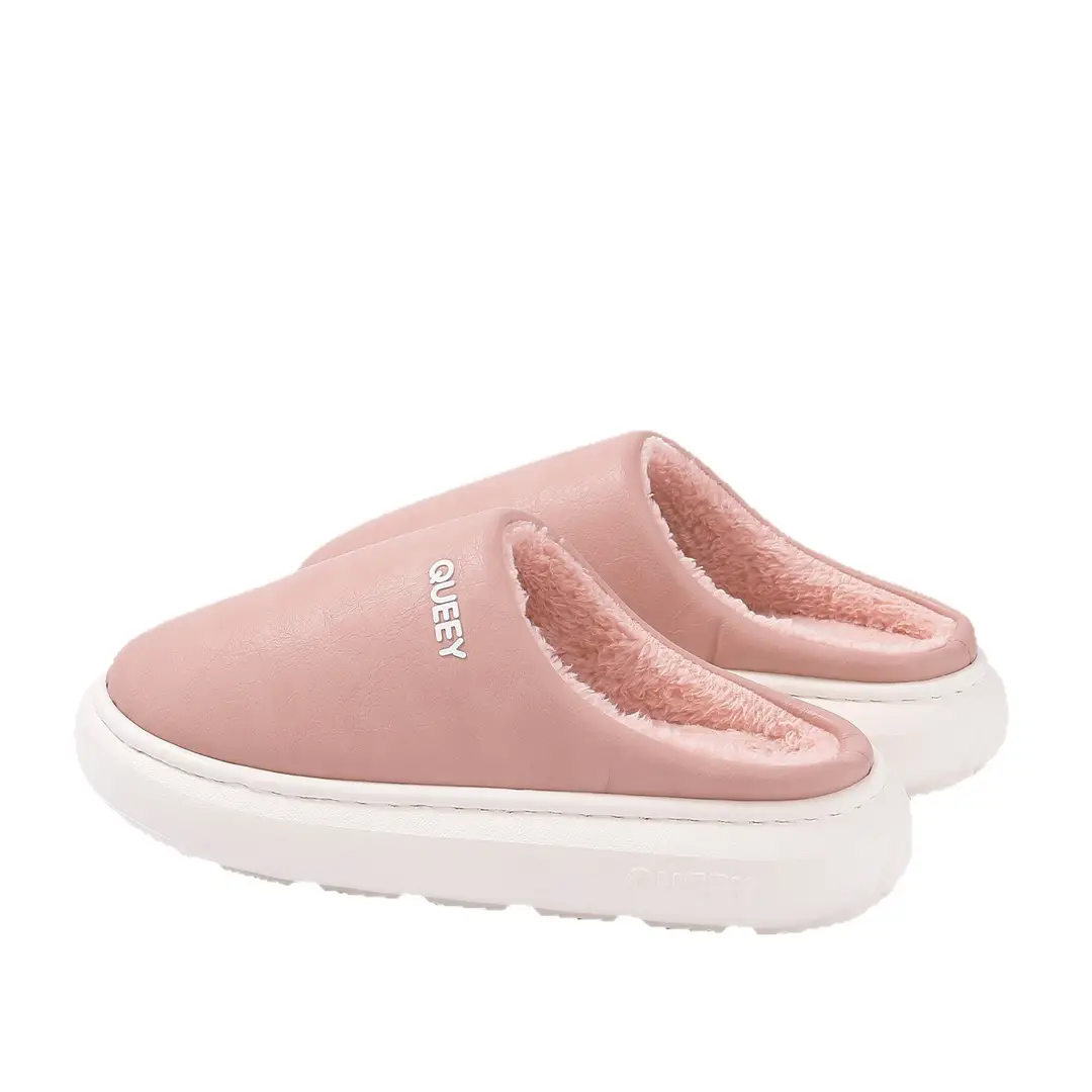 Winter Waterproof Cotton Slippers for Home Use, Warm Women's Outer Wear, Non-Slip Couple Cotton Slippers, Plush Cotton Shoes for Home Use, Men's Winter