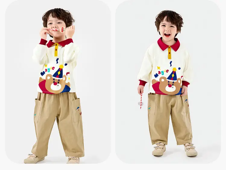 Dudu Kids Cotton Pants Olive Green Spring Outfit — feature 18