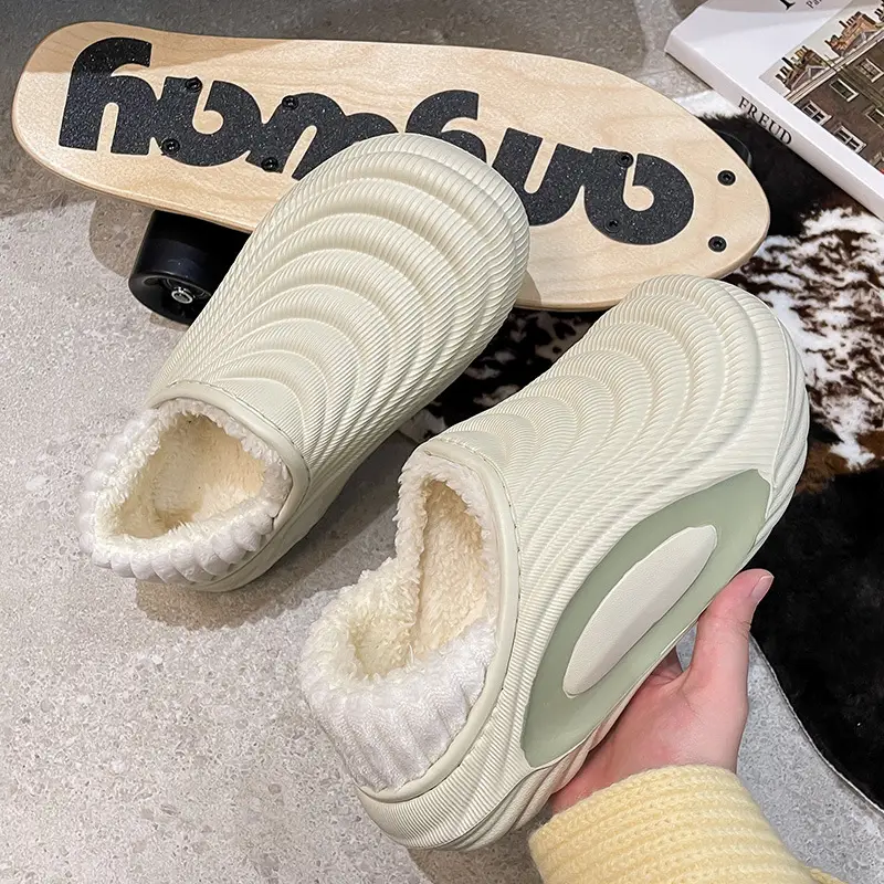 Cross-Border Eva Cotton Shoes for Autumn and Winter, Couple's Warm Slippers with a Soft Cushioning Feel, Non-Slip, Waterproof, Fleece-Lined, Comfortable for Feet, Wholesale