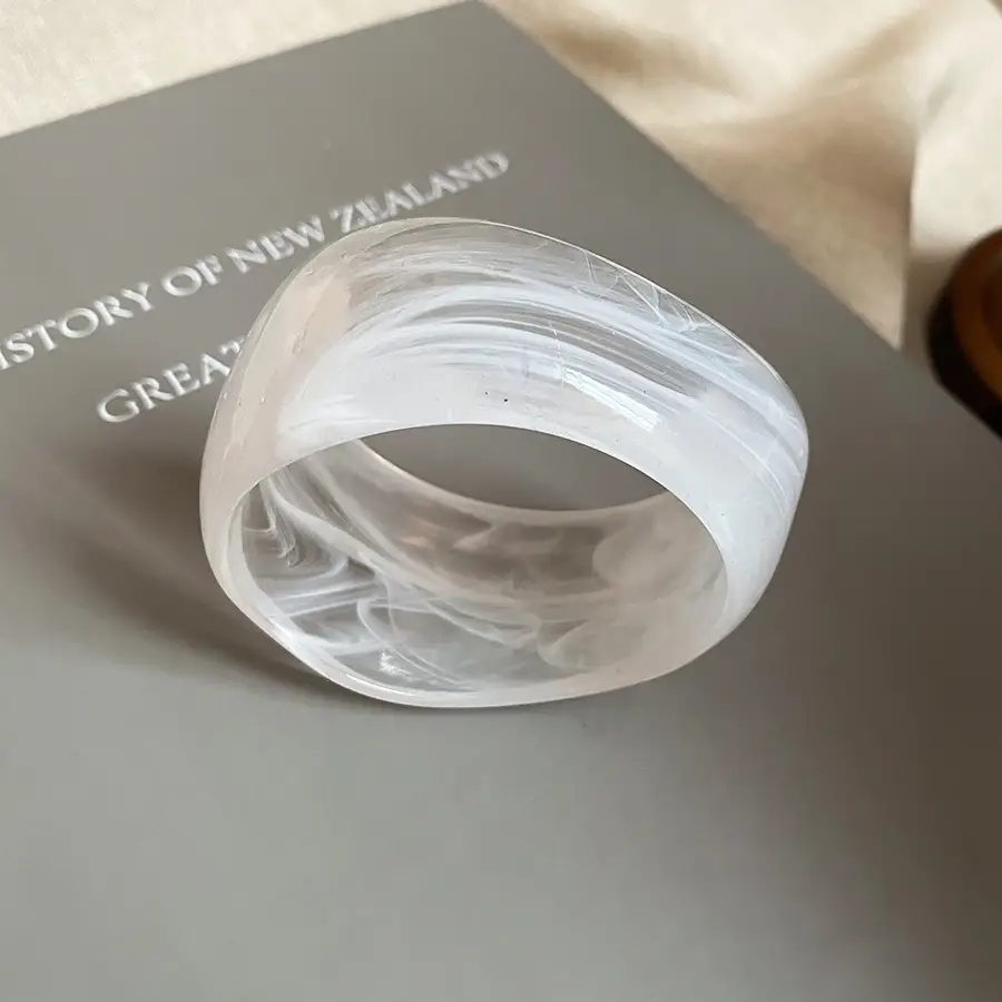 European and American Exaggerated Resin Round Open Bracelet Ring Fashion Elegant Versatile Bracelet Niche High-End Hand Jewelry for Women