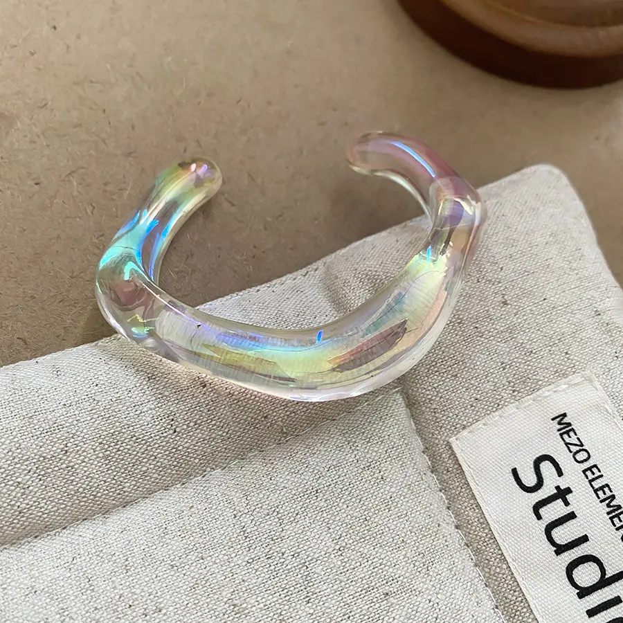 European and American Exaggerated Resin Round Open Bracelet Ring Fashion Elegant Versatile Bracelet Niche High-End Hand Jewelry for Women