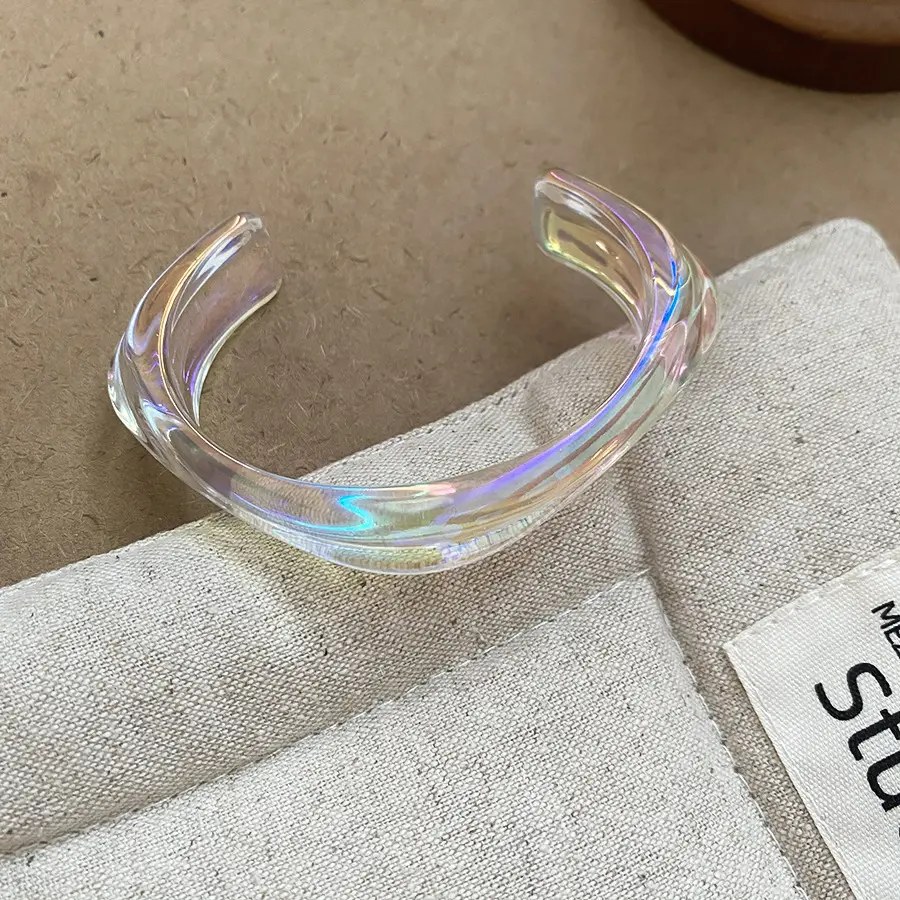 European and American Exaggerated Resin Round Open Bracelet Ring Fashion Elegant Versatile Bracelet Niche High-End Hand Jewelry for Women