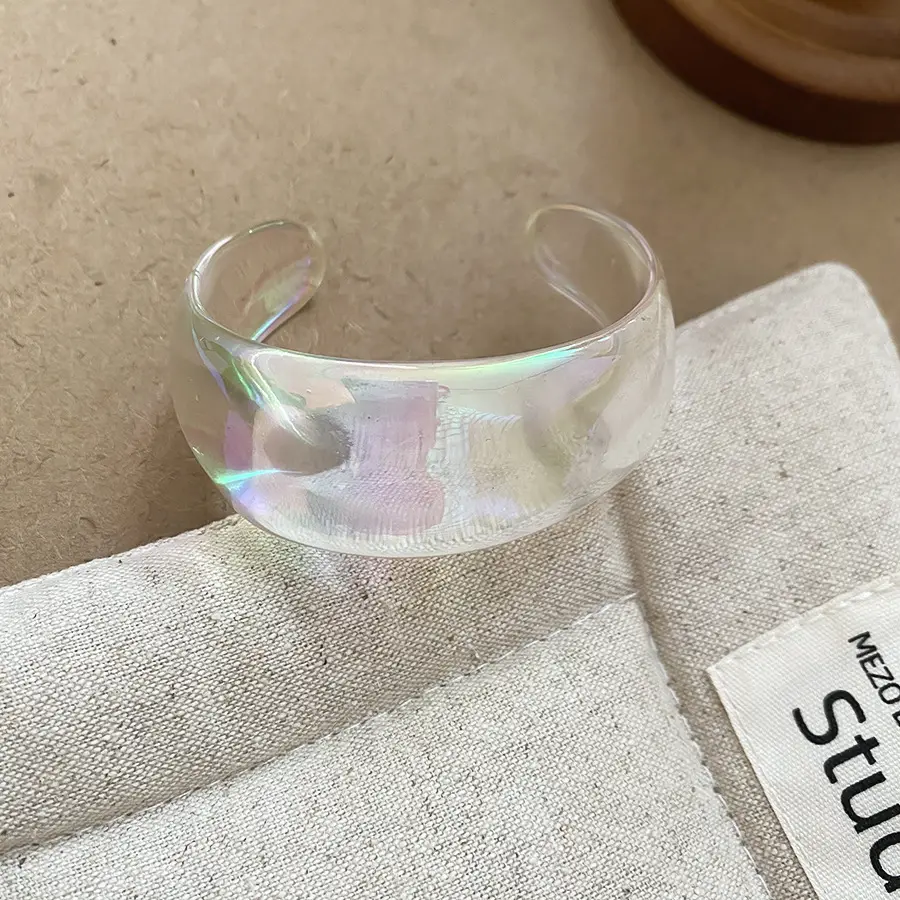 European and American Exaggerated Resin Round Open Bracelet Ring Fashion Elegant Versatile Bracelet Niche High-End Hand Jewelry for Women
