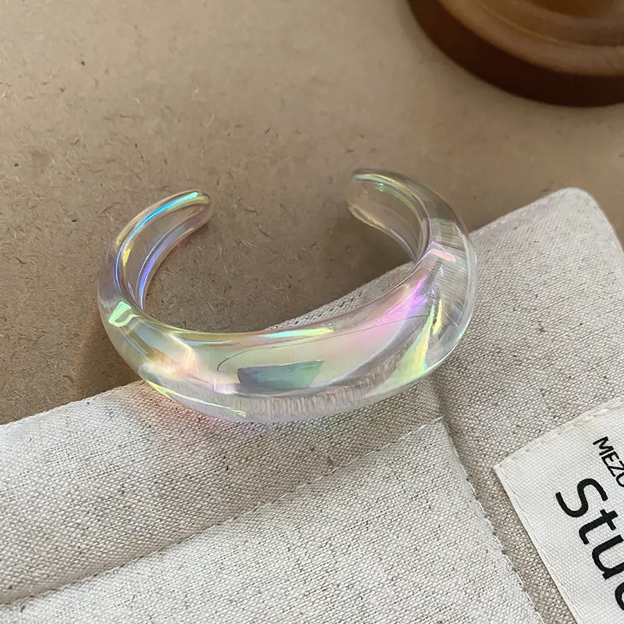 European and American Exaggerated Resin Round Open Bracelet Ring Fashion Elegant Versatile Bracelet Niche High-End Hand Jewelry for Women