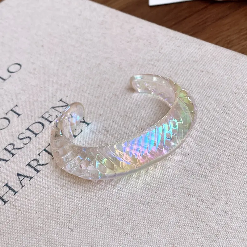 European and American Exaggerated Resin Round Open Bracelet Ring Fashion Elegant Versatile Bracelet Niche High-End Hand Jewelry for Women