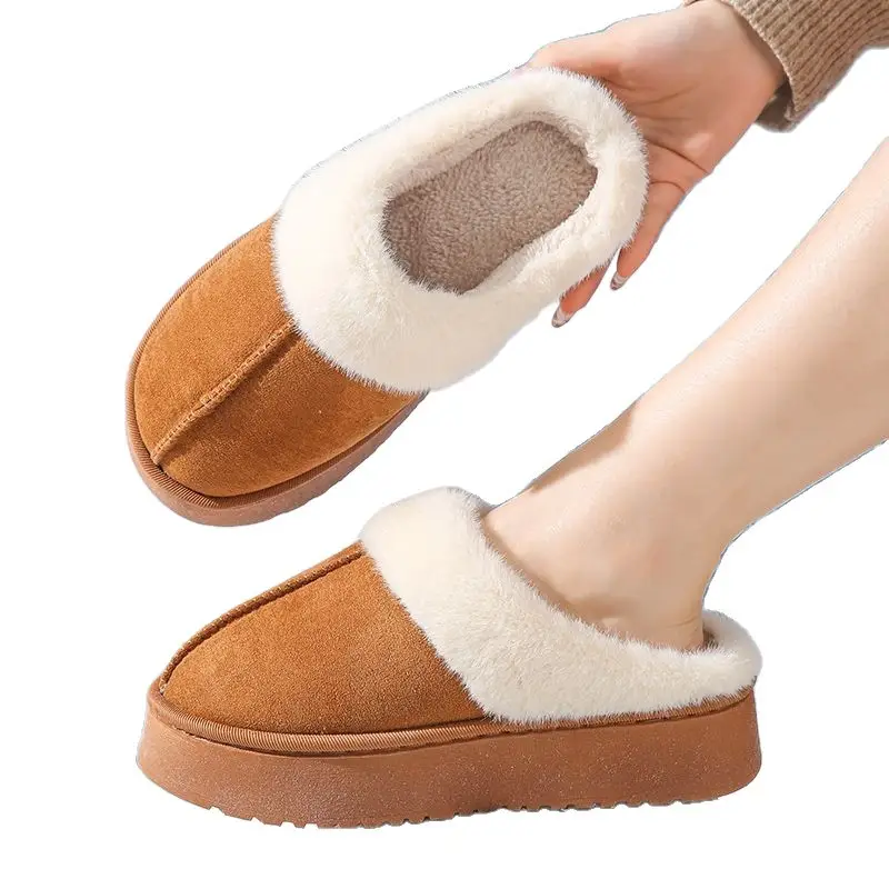 Frosted Velvet Cotton Slippers for Women at Home, Non-Slip, Warm and Comfortable Cotton Slippers for Couples, Plush Frosted Cotton Slippers for Men