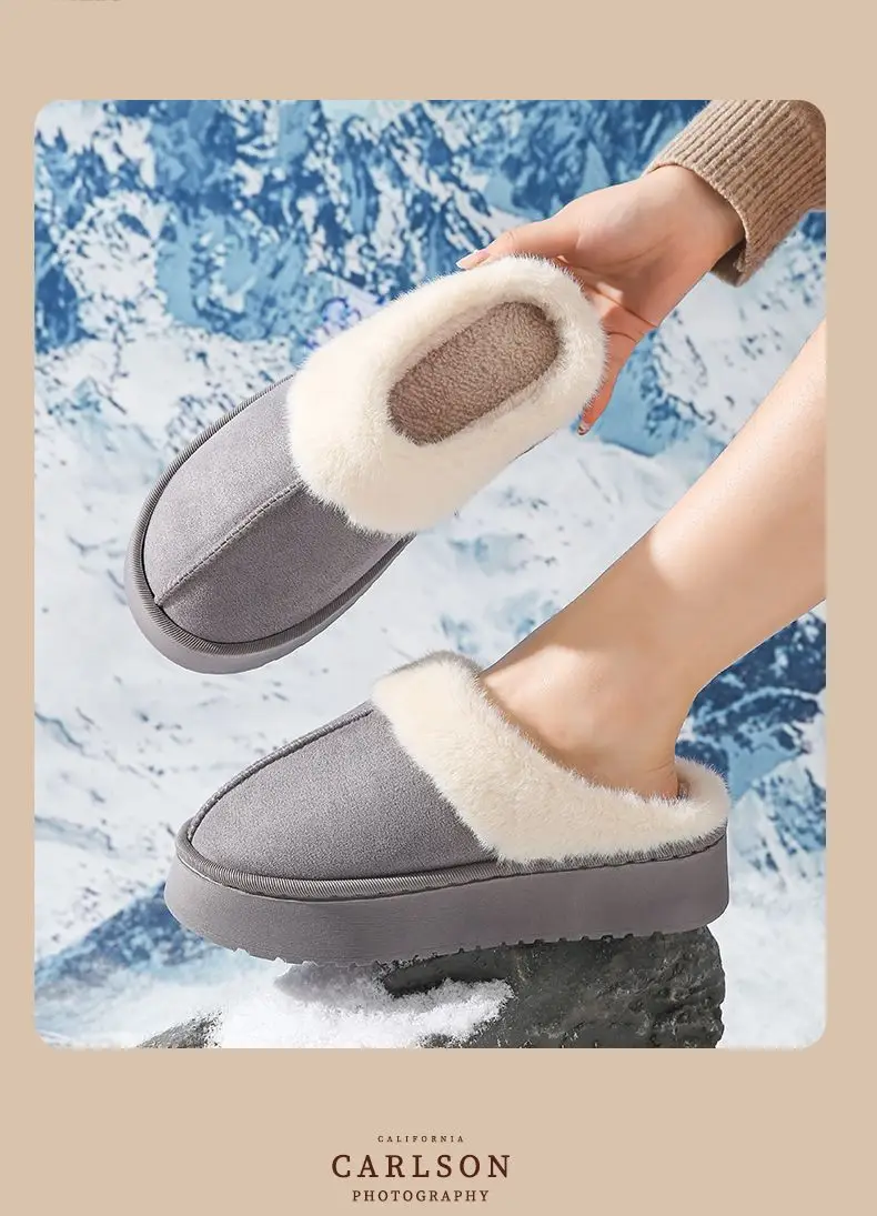 Frosted Velvet Cotton Slippers for Women at Home, Non-Slip, Warm and Comfortable Cotton Slippers for Couples, Plush Frosted Cotton Slippers for Men — feature 10