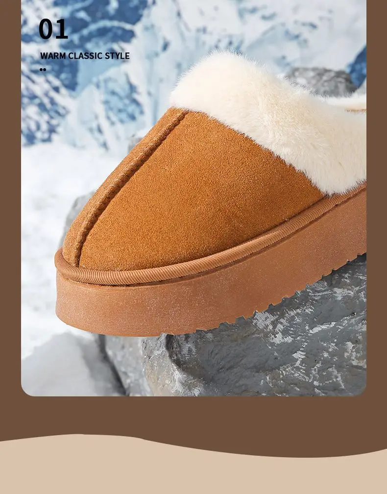 Frosted Velvet Cotton Slippers for Women at Home, Non-Slip, Warm and Comfortable Cotton Slippers for Couples, Plush Frosted Cotton Slippers for Men — feature 3