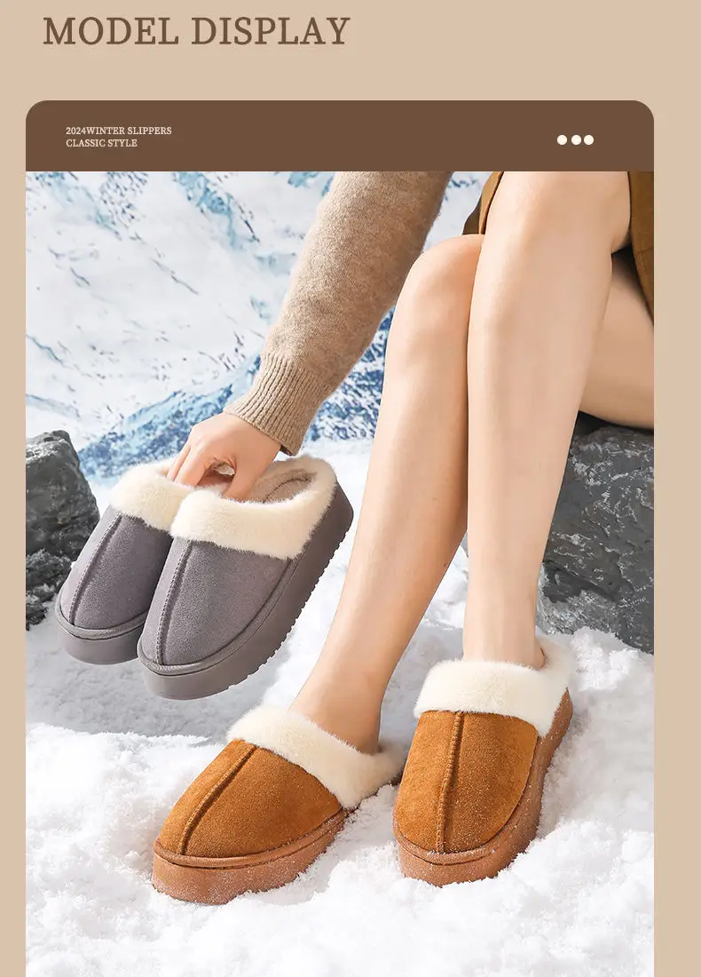 Frosted Velvet Cotton Slippers for Women at Home, Non-Slip, Warm and Comfortable Cotton Slippers for Couples, Plush Frosted Cotton Slippers for Men — feature 8