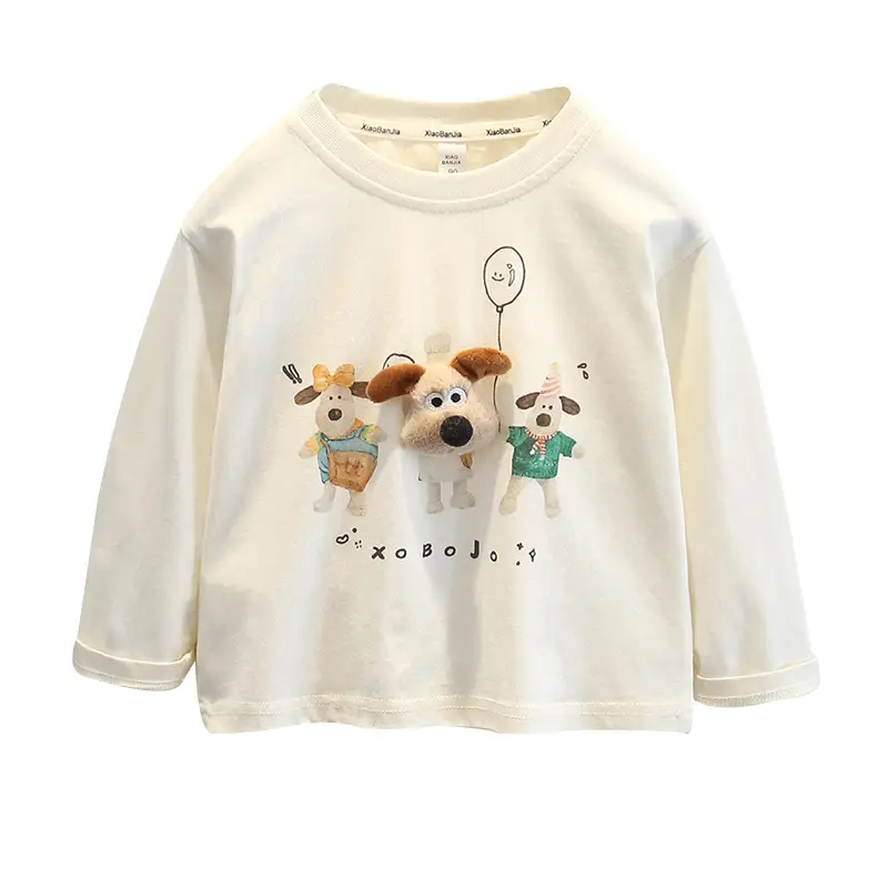 Boys Long Sleeve T-Shirt with Cartoon Dog Print