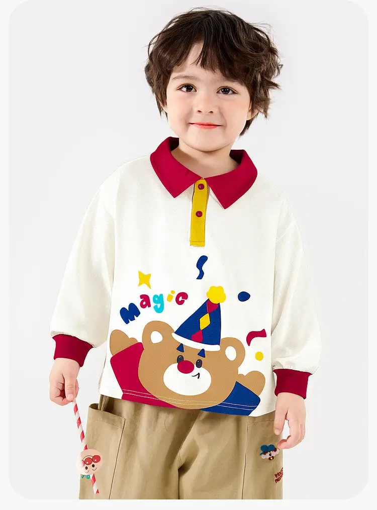 Baby T-Shirt with Bear Print & Color Patch — feature 23