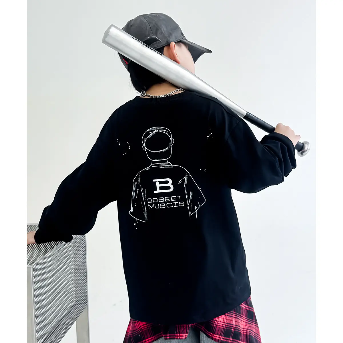 Kids Boys Sweatshirt Set Black 2025 Autumn
