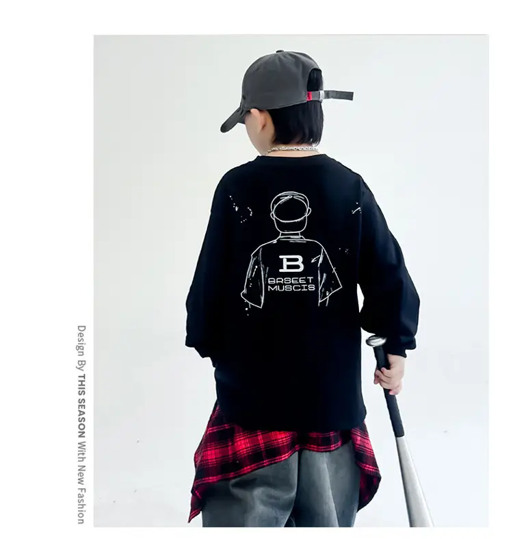 Kids Boys Sweatshirt Set Black 2025 Autumn — feature 10