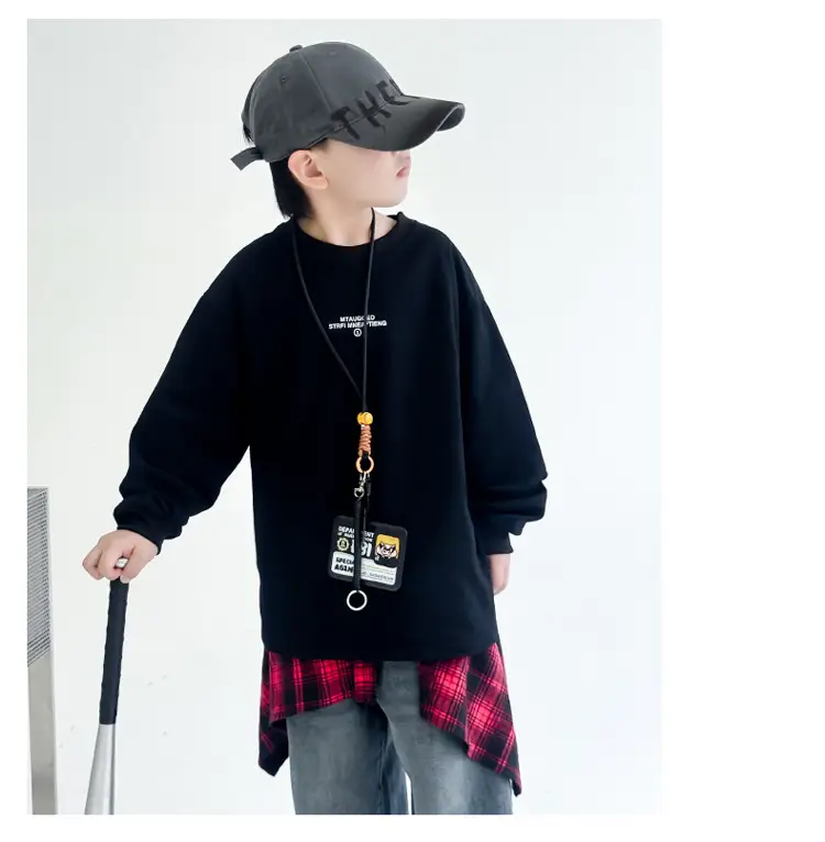 Kids Boys Sweatshirt Set Black 2025 Autumn — feature 13