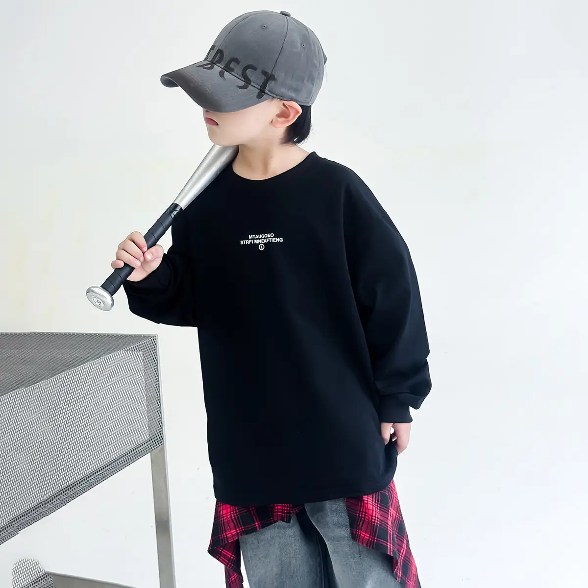Kids Boys Sweatshirt Set Black 2025 Autumn