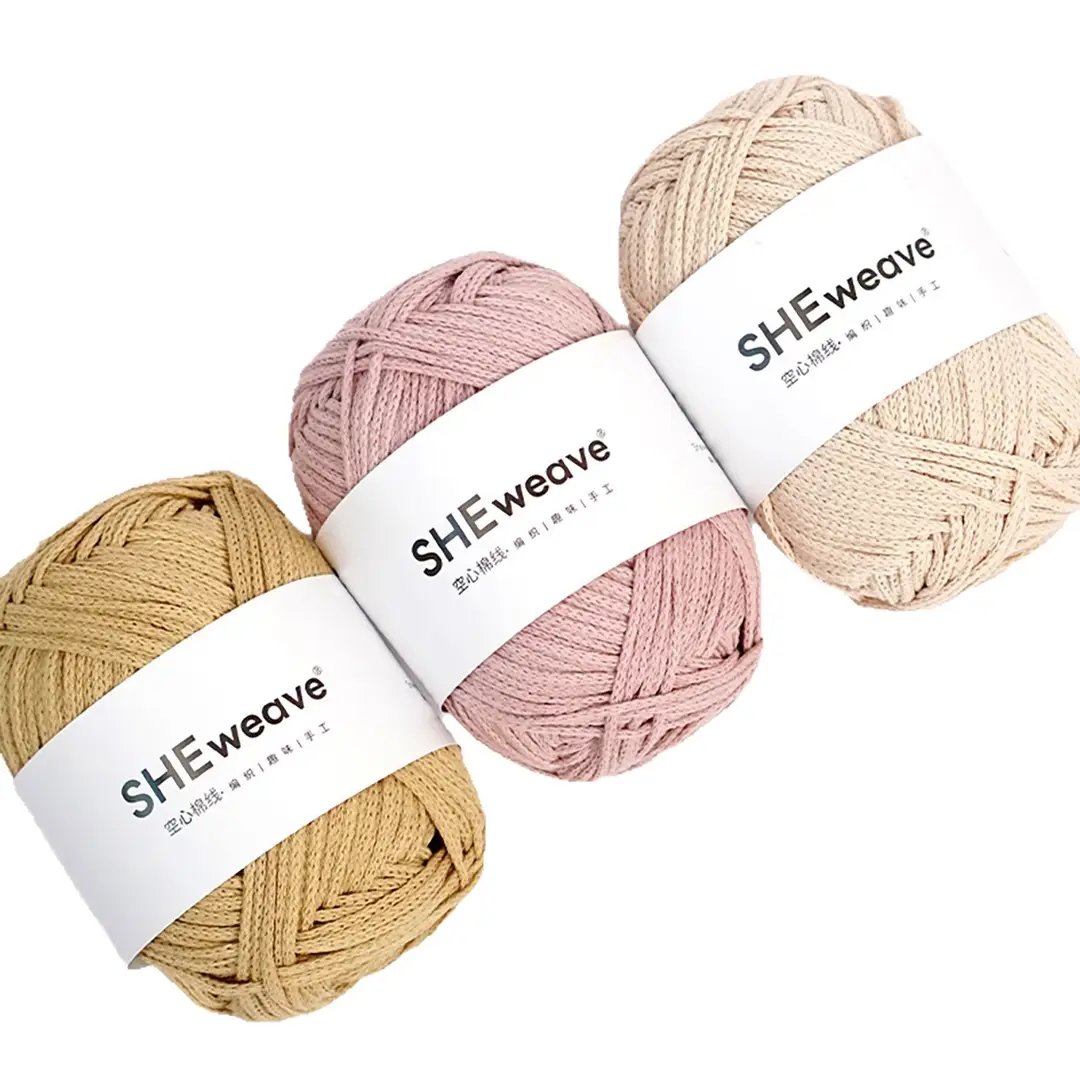 2mm Round Strand Hollow Cotton Pure Cotton Yarn Crochet Cotton Thread DIY Handmade Knitting Yarn Wholesale Xiaohongshu Yarn Ball