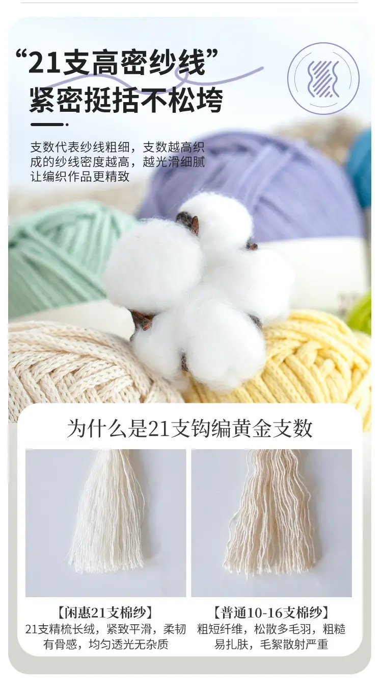 2mm Round Strand Hollow Cotton Pure Cotton Yarn Crochet Cotton Thread DIY Handmade Knitting Yarn Wholesale Xiaohongshu Yarn Ball — feature 5