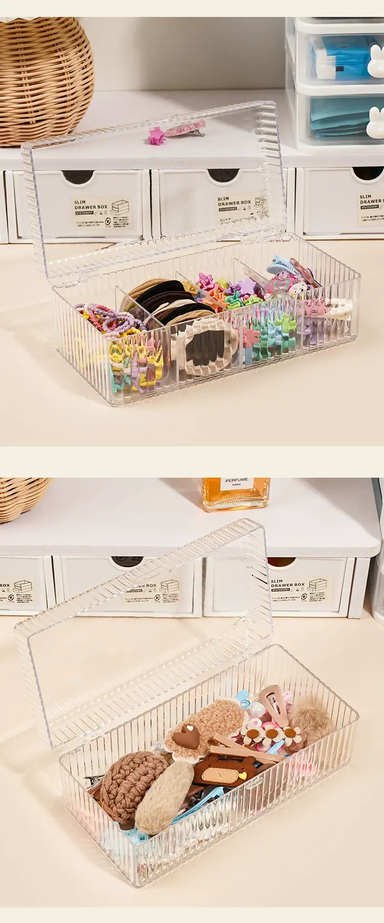 Children's Hair Accessories Storage Box with Multiple Compartments and Lids, Hair Ties, Hair Hoops, Girls' Jewelry Boxes, Rubber Band Hairpin Boxes — feature 14