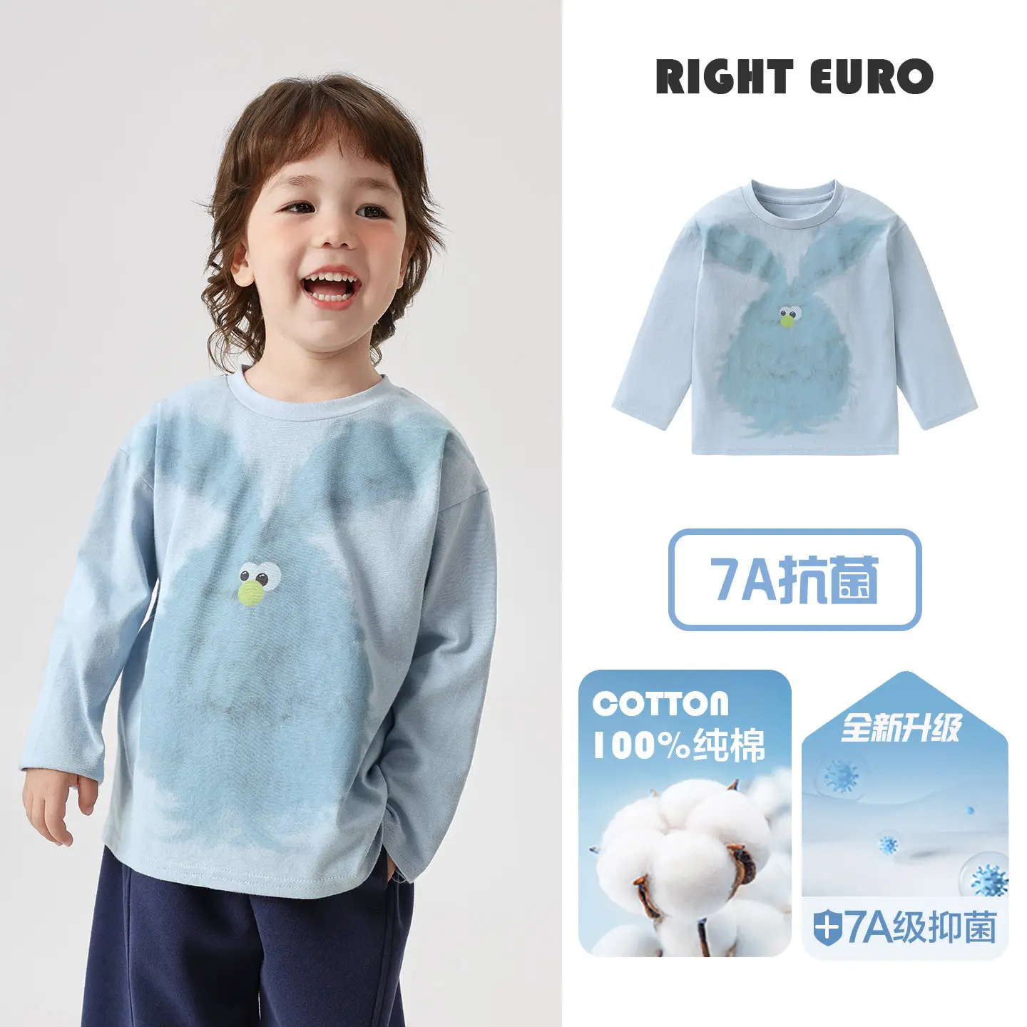 Blue Furry Baby T-Shirt for Boys Spring Outfit 2026 - Image 5